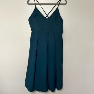 Gorgeous pleated dark teal midi dress - Size M